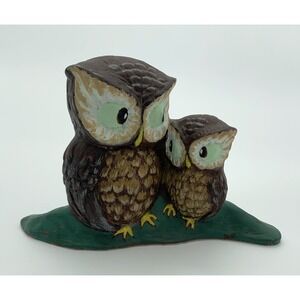 Vintage 70s Pair of Owls Ceramic Hobbyist Painted Studio 6"